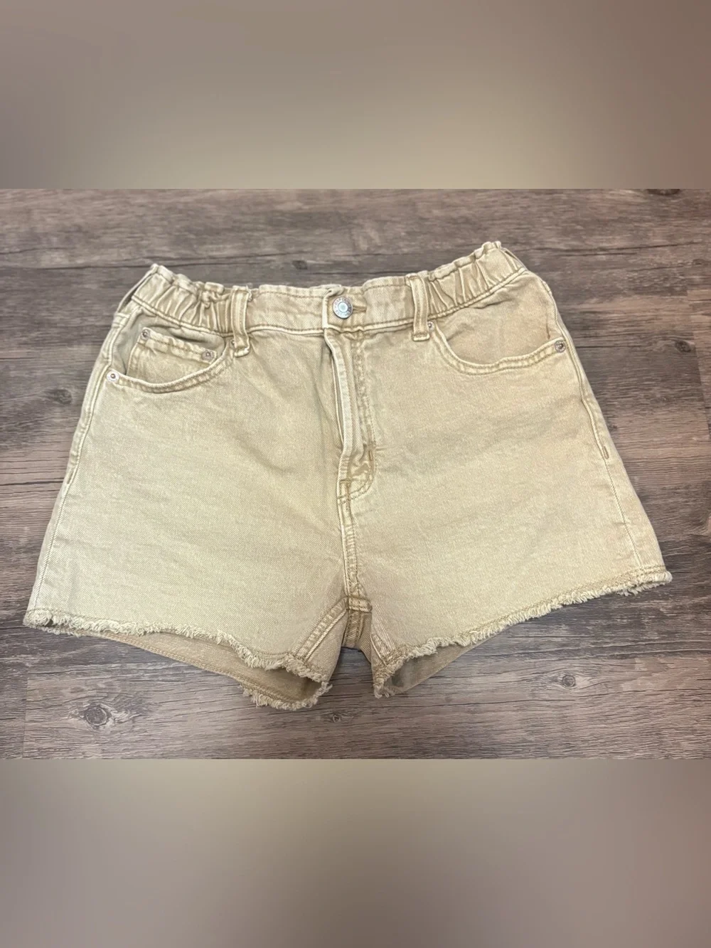 GAP Girls Tan Elastic-Waist Denim Shorts